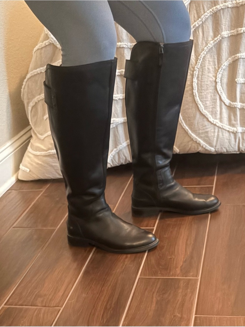 Franco Sarto Black Leather Over-the-Knee Riding Boots 8.5 wide calf